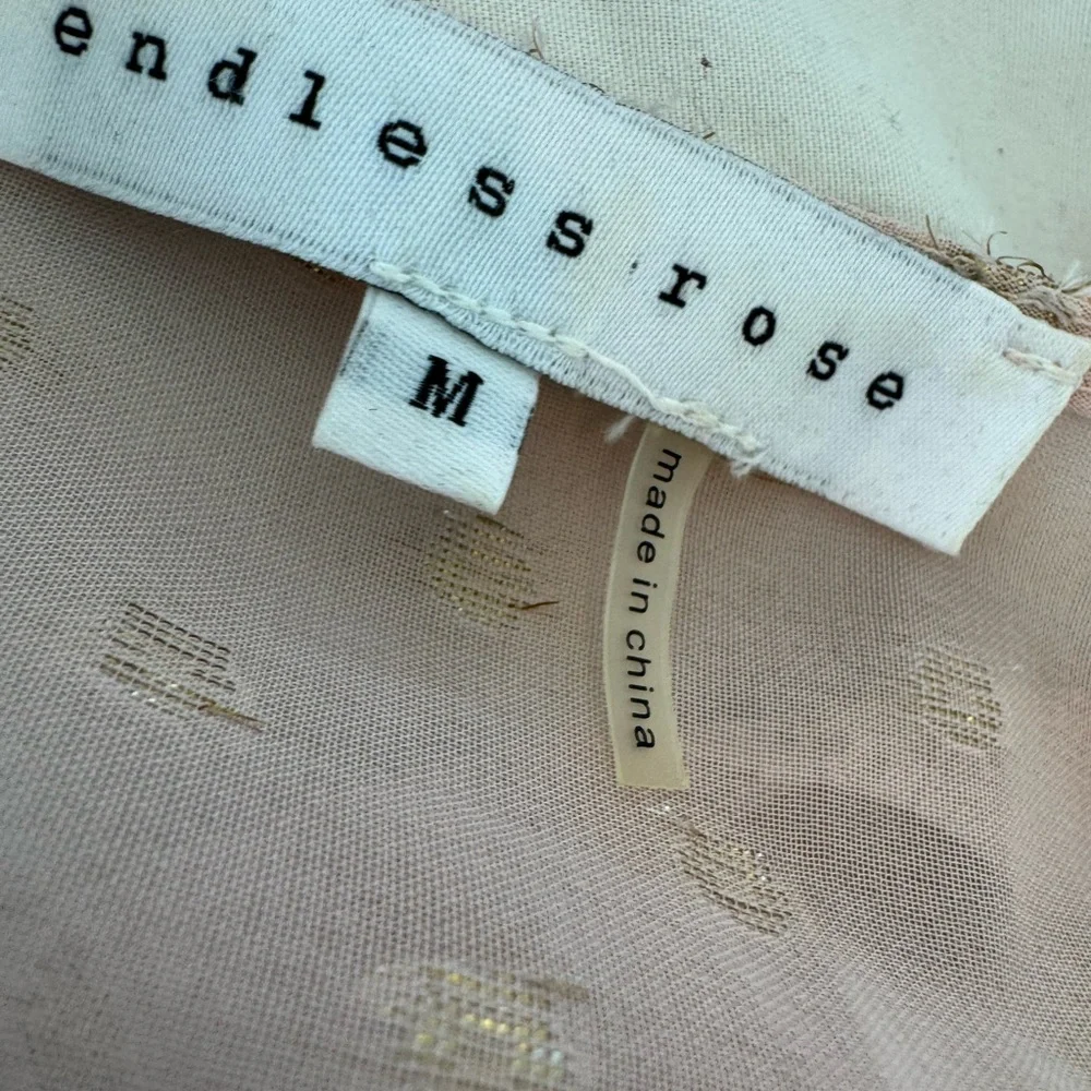 Endless Rose Pink & Gold Textured Romper Shorts Women’s SZ M
